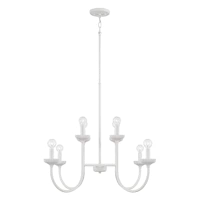 32.5" W x 26" H 8-Light Chandelier in Matte White with Handcrafted Fluted Ceramic Accents - 32.5"W x 26"H