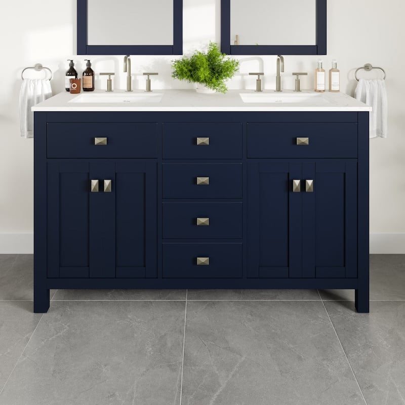 Totti Artemis 60" Blue DS Bath Vanity with WH Engineered Top