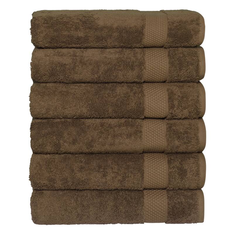 Authentic Hotel and Spa 100 percent Aeagean Long Staple Turkish Cotton STARLIGHT Terry Bath Towels (Set of 6) - Earth Brown