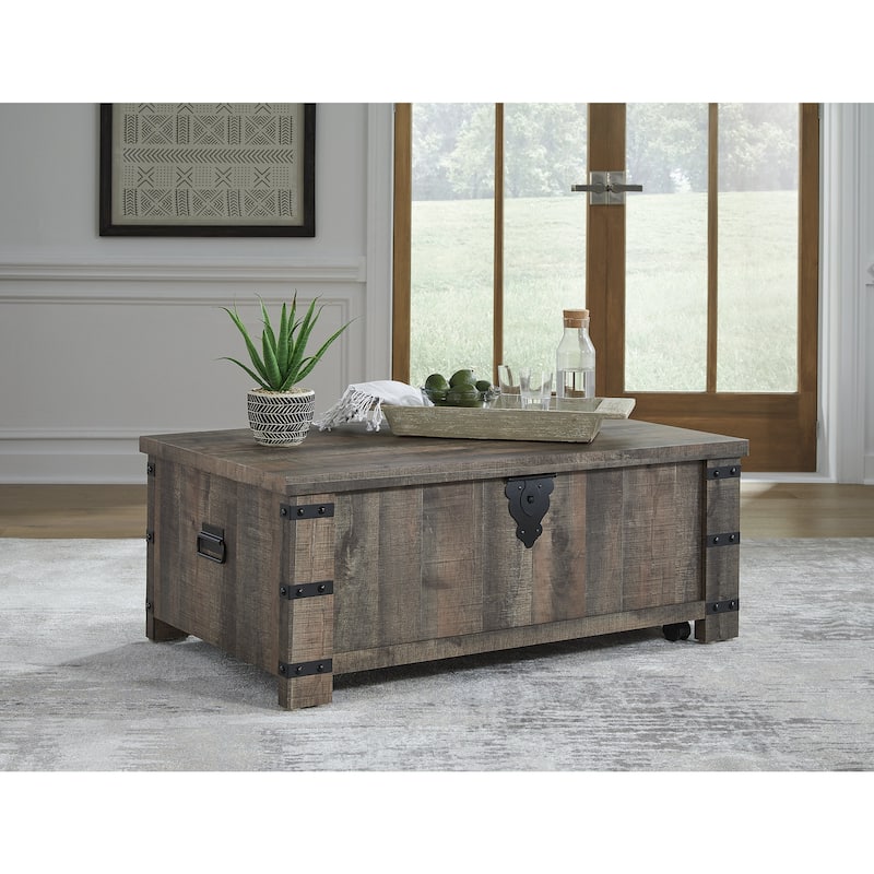 Signature Design by Ashley Hollum Brown Lift Top Cocktail Table - 47"W x 28"D x 18"H - 47"W x 28"D x 18"H - Brown - Laminate