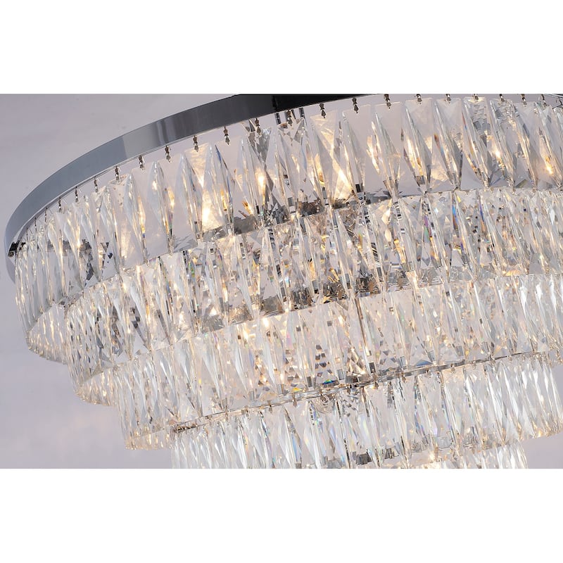 27-Light Chrome Chandelier With Clear Crystals