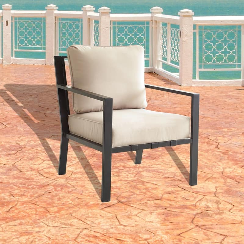 Patio Festival Outdoor X-Back Collection Armrest Chair - Beige