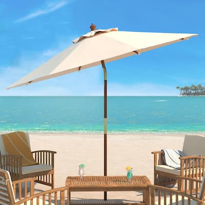 SAFAVIEH Cannes 9 Ft Wooden Outdoor Umbrella