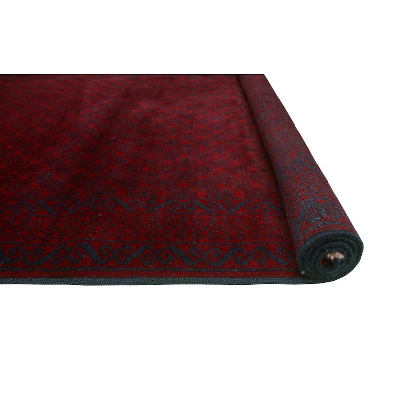 Vintage Distressed Jimena Red/Navy Rug - 3'6" x 6'8"