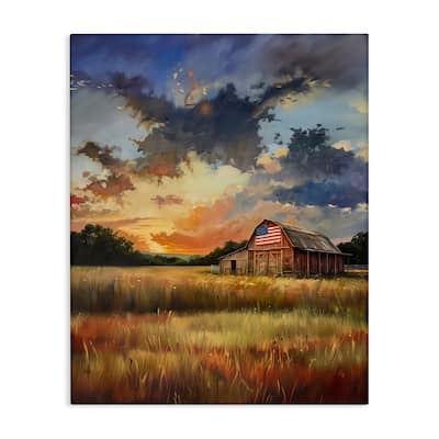 Stupell American Barn at Sunset Canvas Wall Art Design By Arlington Prints