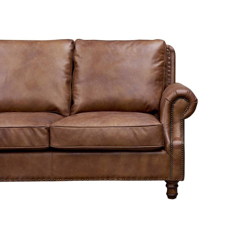 English Rolled Arm Sofa - Leather