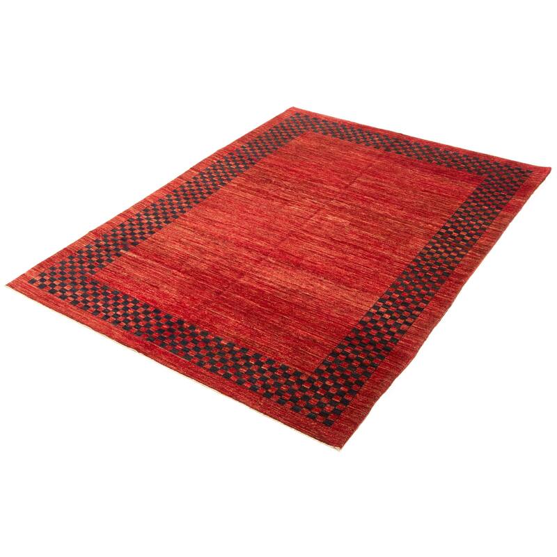 ECARPETGALLERY Hand-knotted Peshawar Ziegler Dark Red Wool Rug - 6'2 x 8'10