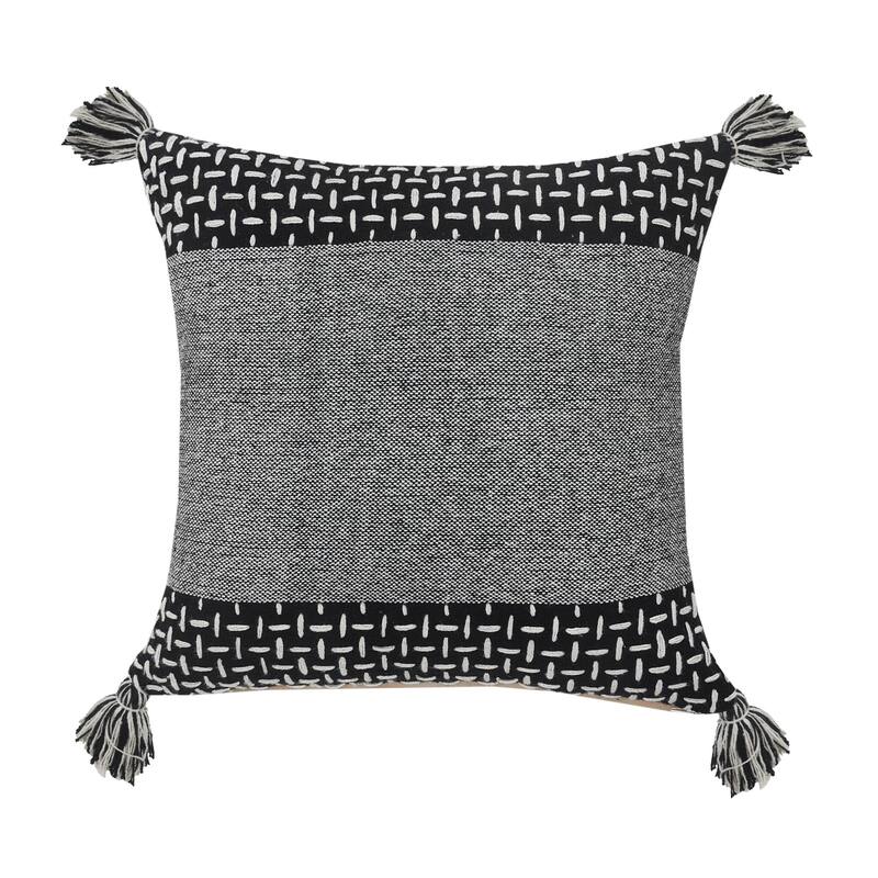 Sevita Interwoven Dash Geometric Throw Pillow with Tassels