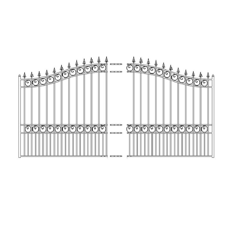 ALEKO London Style 16 ft Single Steel Driveway Gate with Pedestrian Gate