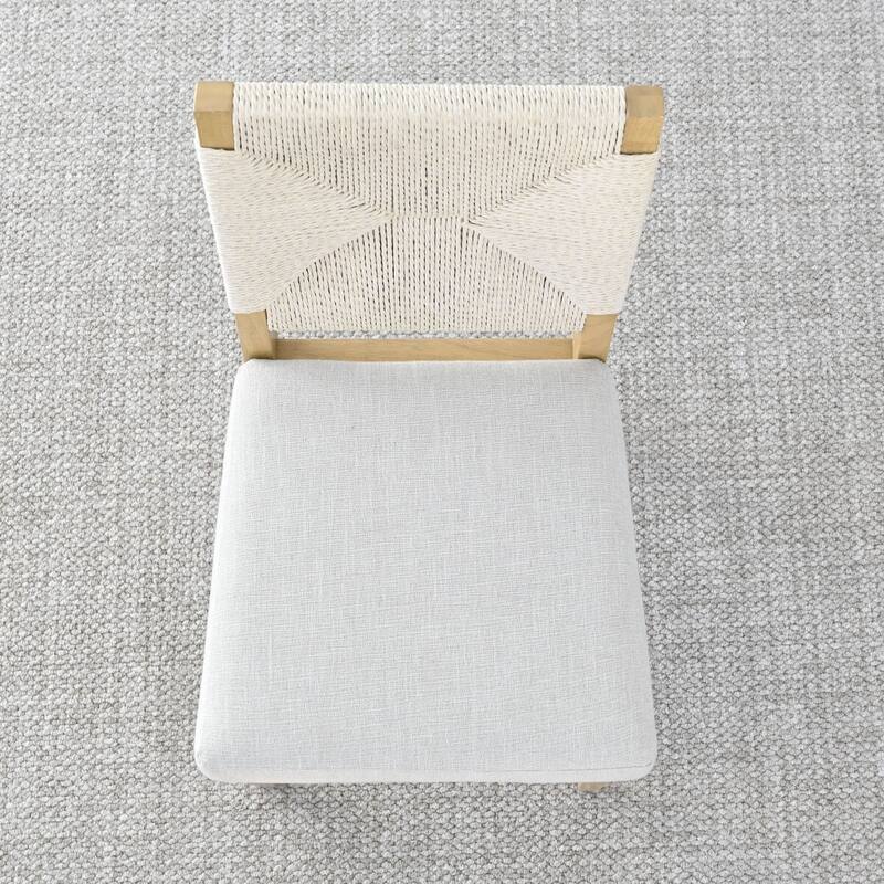 Woven Back Upholstered Seat Dining Chair(Set of 2)