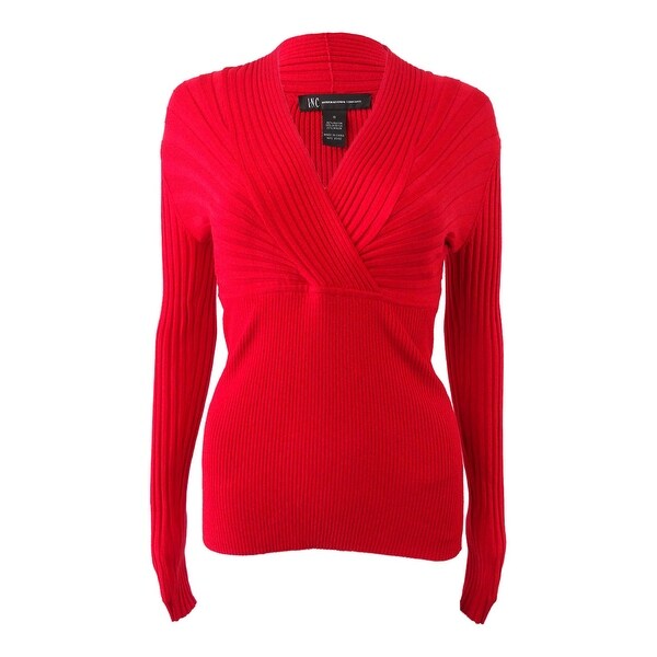 inc ribbed surplice sweater