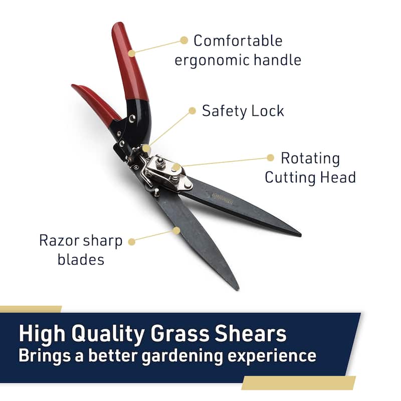Grass Shears - Garden Clippers with Rotating Handle - Grass Cutter Edging Shears by Kings County Tools