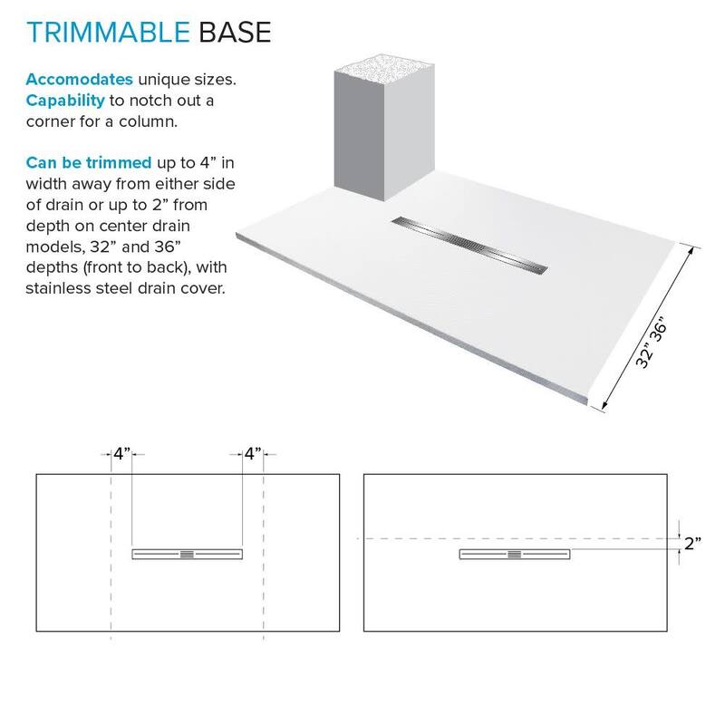 Transolid FZSDT7242C 70-7/8" x 425-1/2" Rectangular Shower Base with