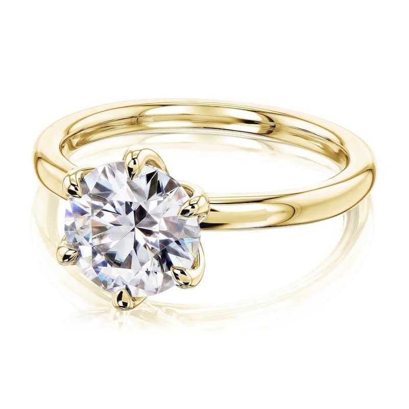 Kobelli 2 Carat Lab Grown Diamond Certified 14k Solid Gold Solitaire Comfort Fit Tulip Kyoto Engagement Ring (EF/VS)