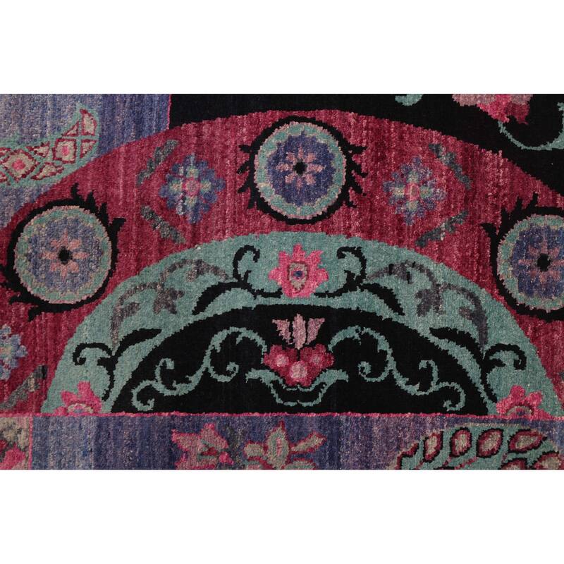 ECARPETGALLERY Hand-knotted Signature Collection Black, Burgundy Wool Rug - 7'10 x 9'11