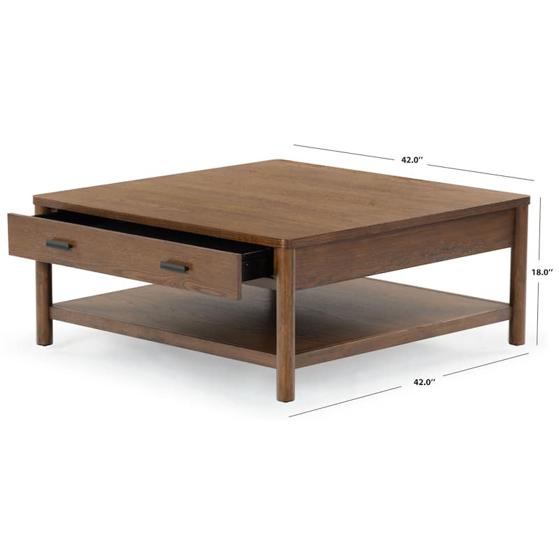 SAFAVIEH Couture Jaylessa Wood 1 Drawer Coffee Table - 42"W x 42"D x 18"H