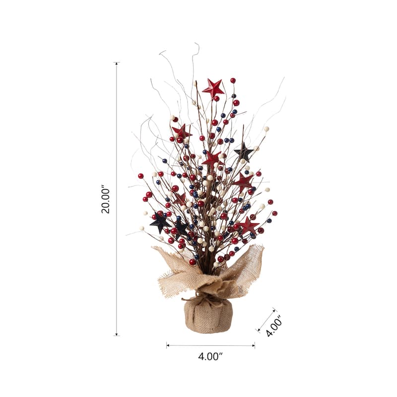 Glitzhome Pinecone Berry Table Tree Americana Centerpieces