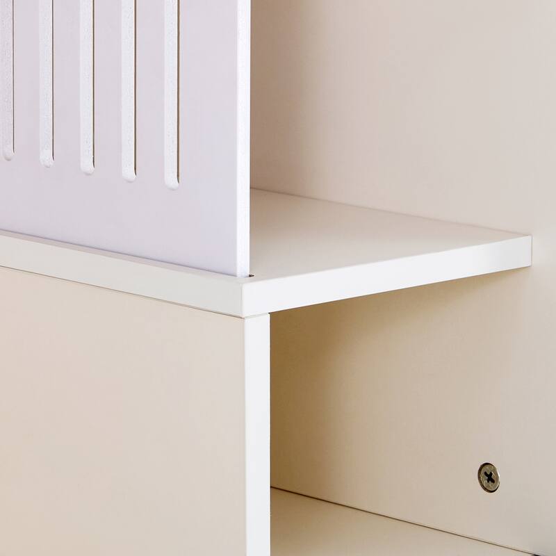 Modern Minimalist TV Cabinet with Storage Space, Cat Litter Box Enclosure and Removable Sliding Door, for Living Rooms