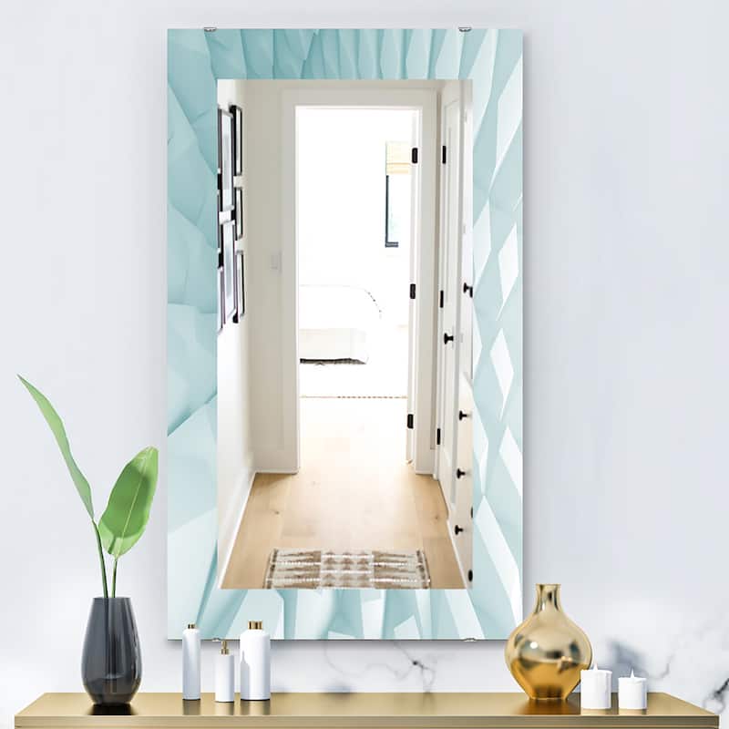 Designart 'Light Blue Waves 3' Modern Mirror - Printed Wall Mirror