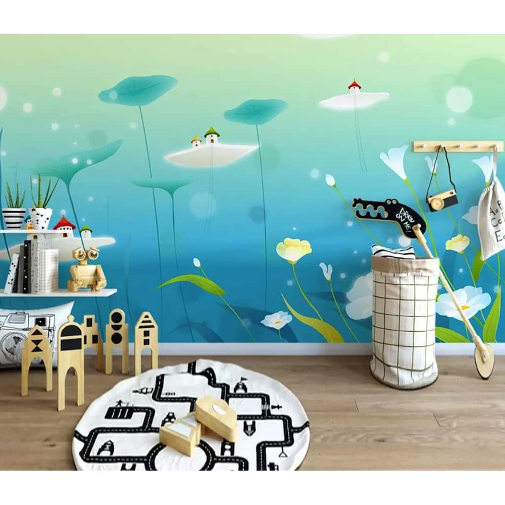GK Wall Design Abstract Floral Castle Nursery Kids Removable Wallpaper