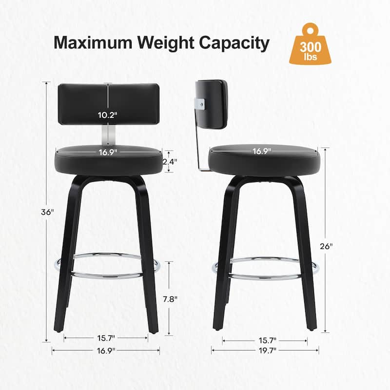 Upholstered Wood Swivel Bar/ Counter Stools, Set of 3