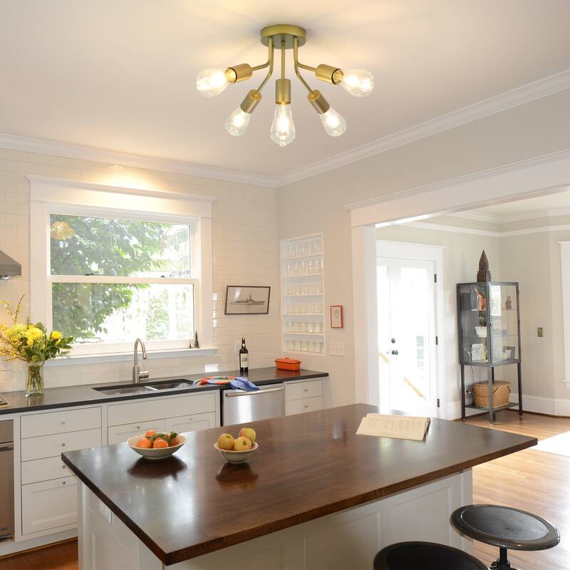 5-Light Semi Flush Mount Chandelier for Hallway Entryway Dining Room
