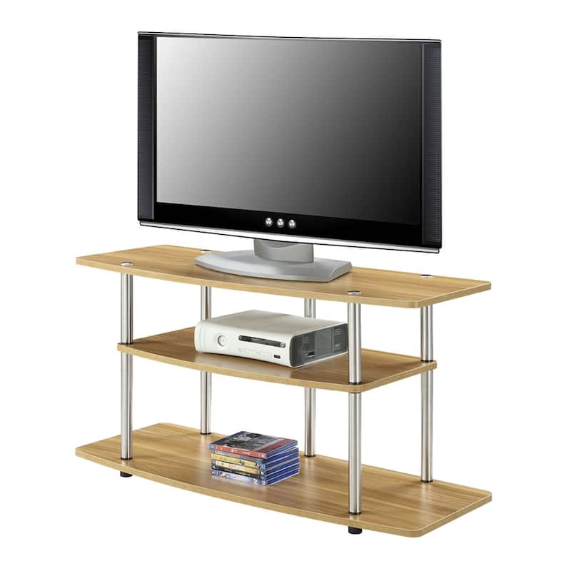 Modern Wood Metal TV Stand Entertainment Center in Light Oak Finish - 42 x 15.8 x 21.6 inches
