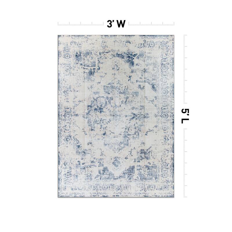 World Rug Gallery Traditional Vintage Distressed Washable Non Slip Area Rug