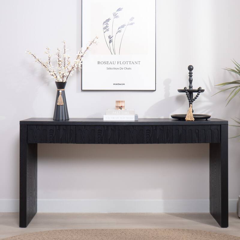 Contemporary Black Console Table – 59.2" Entryway Storage with 4 Drawers