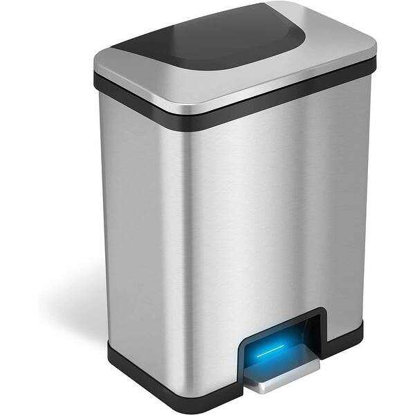 13 Gallon Stainless Steel Kitchen Trash Can with AbsorbX Odor Filter System, Powered by