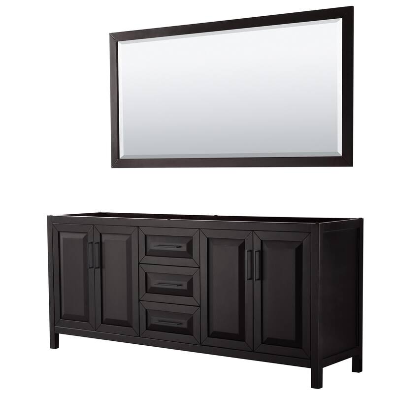 Wyndham Collection Daria 79" Double Free Standing Vanity Cabinet - - Dark Espresso / Matte Black Hardware