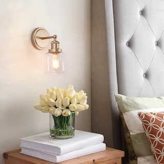 Ciare Modern Bathroom Vanity Lights Mini Wall Sconce Gold Bell Dimmable Glass Shade - Rose Gold - L 4.5" x W 7" x H 10"
