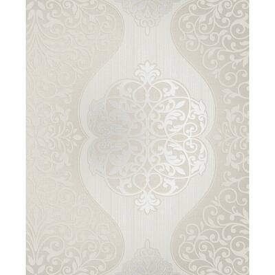 Energico Grey Medallion Wallpaper - 20.5in x 396in x 0.025in