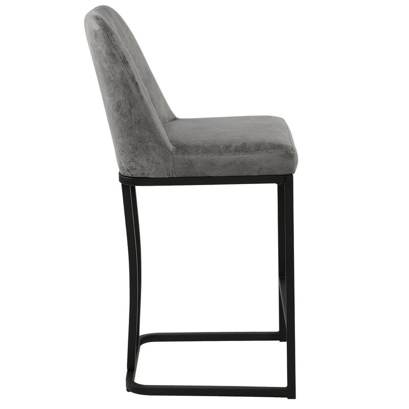 24 Inches Industrial Faux Leather Counter Height Bar Stools with Metal Frame Set of 2
