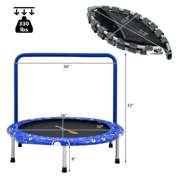 Costway 36'' Kids Trampoline Rebounder W/Full Covered Handrail & Pad