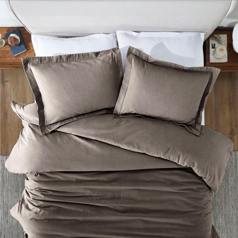Superior Classic Solid Flannel Cotton Duvet Cover Set