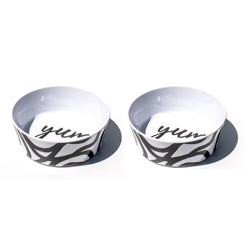 Black and White Yum Lines, Single Wall, Medium Bowl, 3 cups, Set of 2 - White
