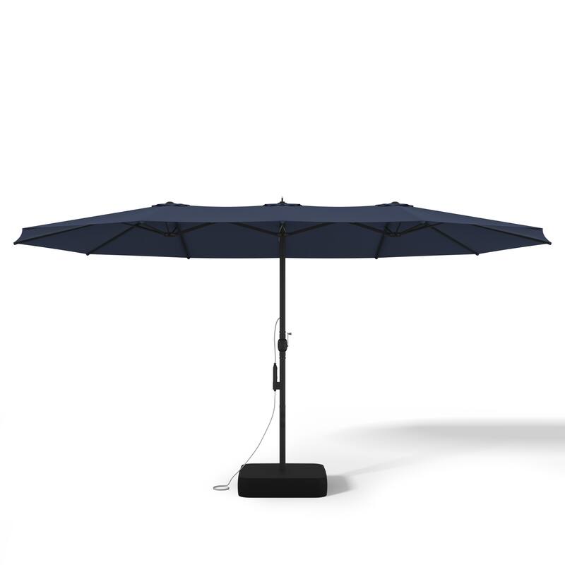 15 FT Double-Sided Patio Umbrella with Base Included, Electric Misting System 4-Level Wind Resistant Outdoor Market Umbrella