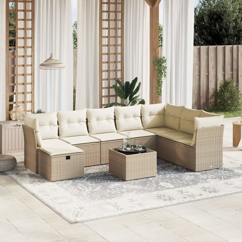 vidaXL Garden Sofa Set - Beige and cream Large