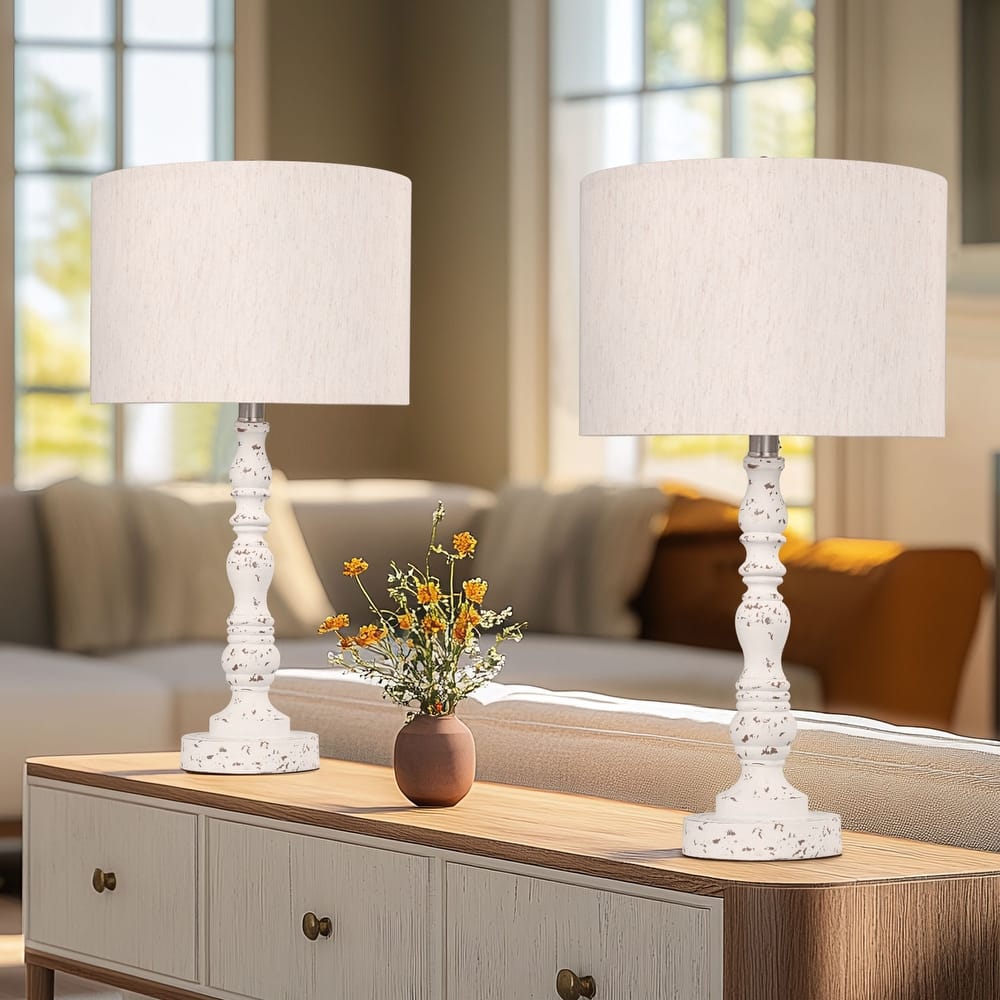 Bedside Poly Resin Table Lamps (Set of 2)