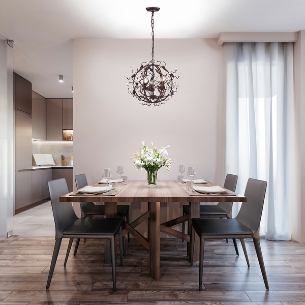 Copper globe chandelier top