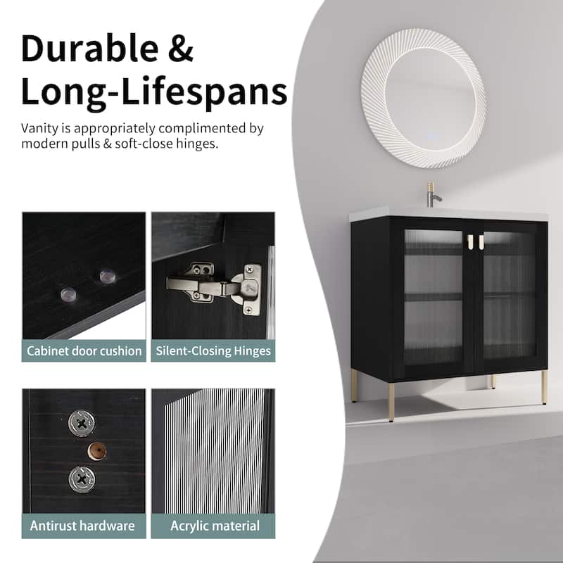 GDFStudio - Eliana Modern Freestanding Bathroom Vanity with Soft-Close Doors and Ceramic Sink