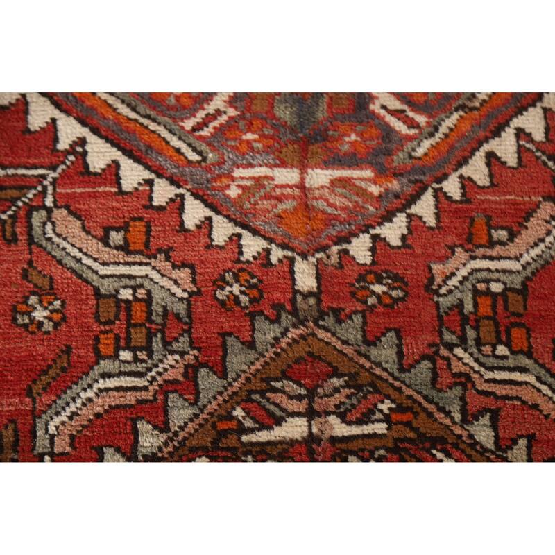 Heriz Persian Vintage Runner Rug Hand-knotted Red Wool Carpet - 3'11"x 11'10"