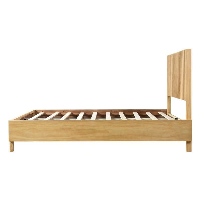 Christopher Knight Home - Adelynn Modern Wood Platform Bed with Vertical Slat Headboard, No Box Spring Needed