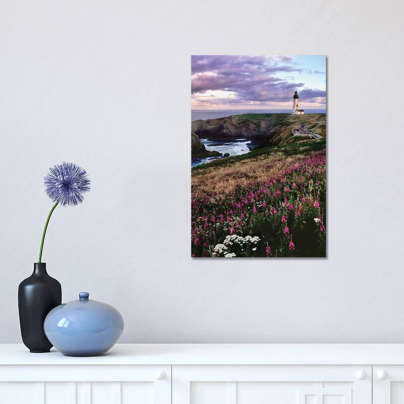 iCanvas "Silhouette of Yaquina Head Lighthouse, Yaquina Head, Lincoln County, Oregon, USA" by Panoramic Images Canvas Print - 18x12x1.5