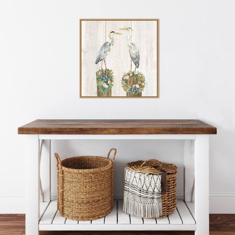 Christmas on the Coast Aqua I by Tara Reed Canvas Art Framed - 22 x 22 in