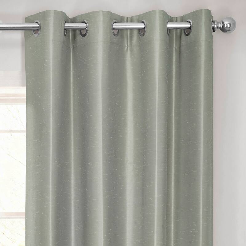 Exclusive Fabrics Textured Dupioni Faux Silk Blackout Grommet Curtain Panel