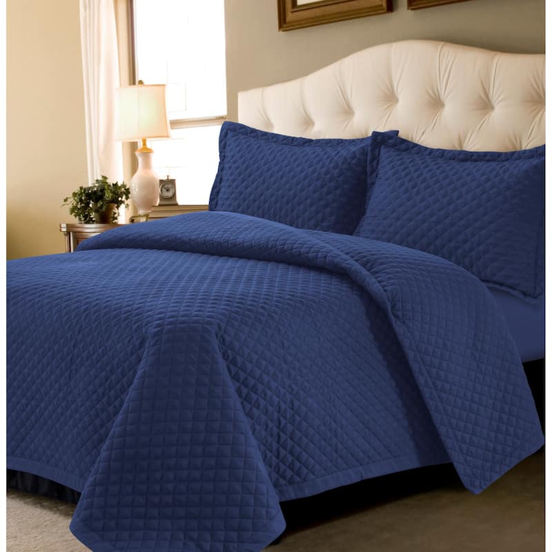 Brisbane Solid Oversized Quilt Set - Moonlight Blue - Twin