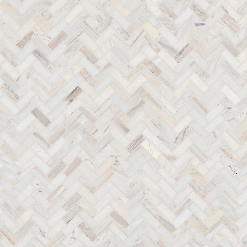 Ackland AKM-S-1X3HBP-CA 12" x 12" Marble Herringbone Wall Mosaic Tile - Auralie - Auralie