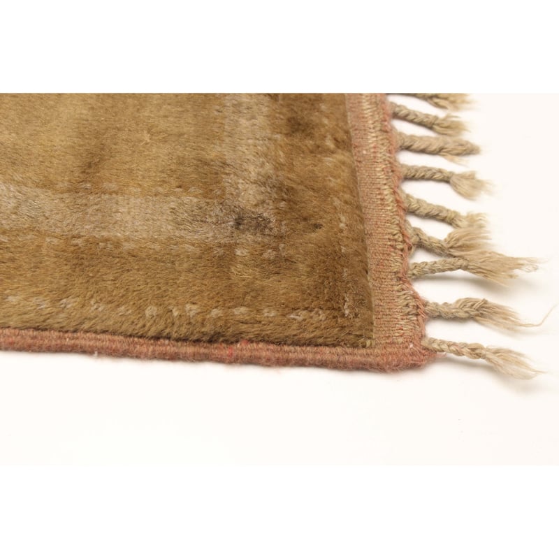 ECARPETGALLERY Hand-knotted Color Transition Olive Wool Rug - 2'7 x 9'5